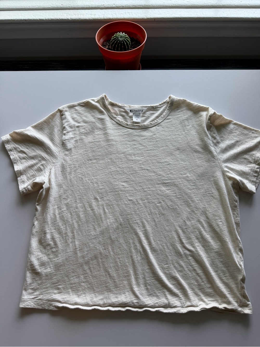 Athleta Cream Short-Sleeve Crew Tee